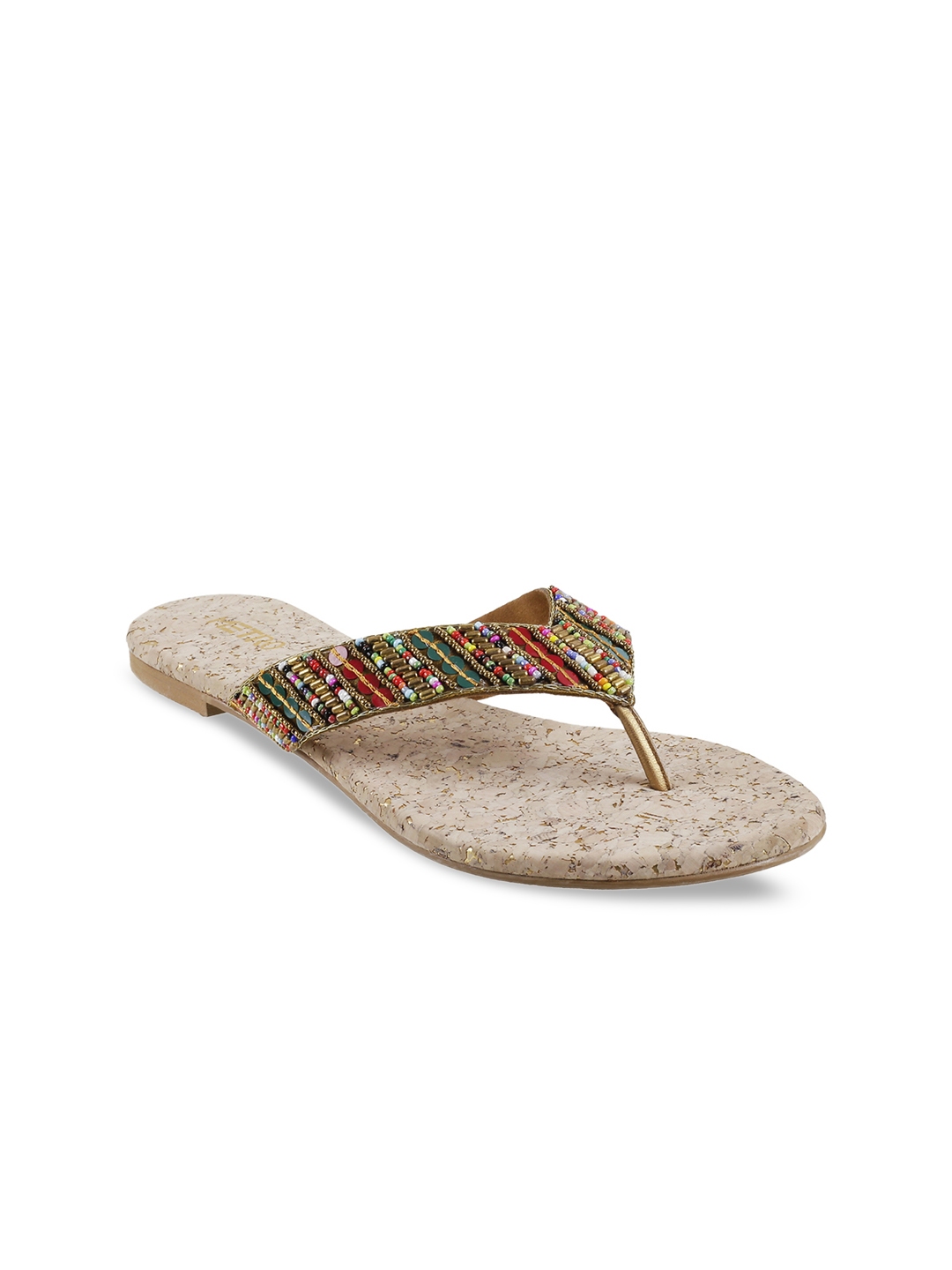 gold t strap flats