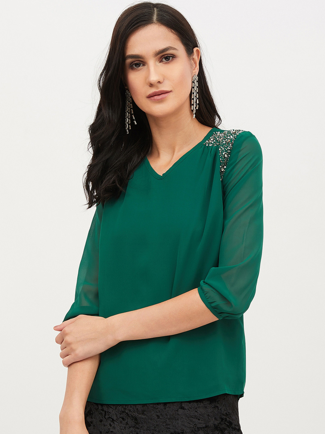 Buy Harpa Women Green Solid Top Tops for Women 11977582 Myntra