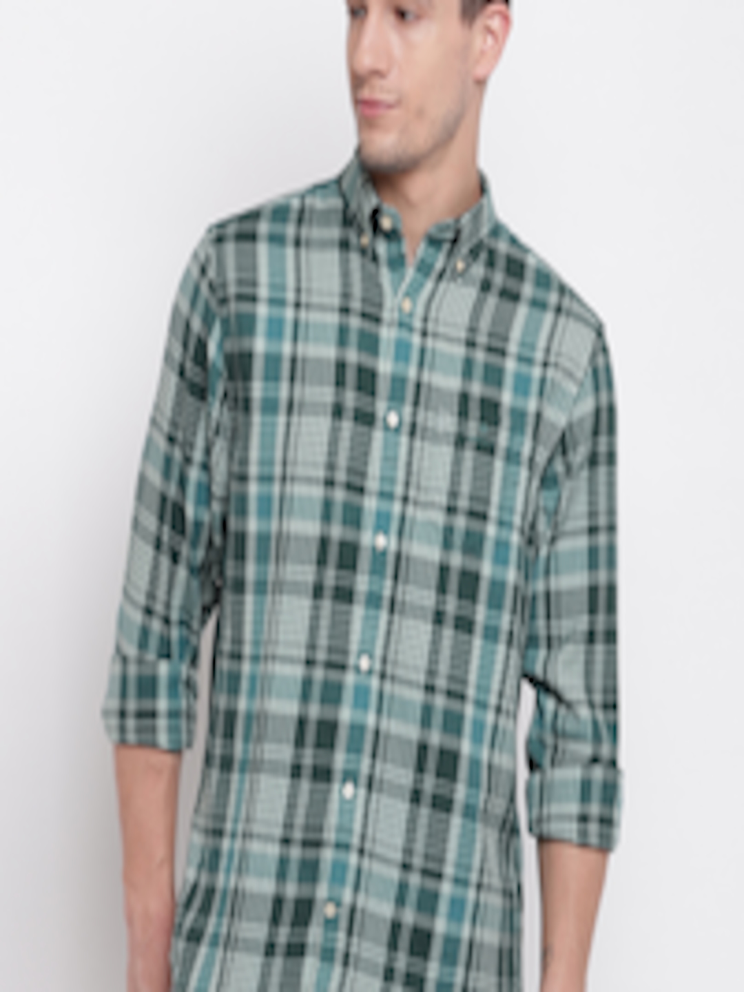 Buy GANT Men Green Regular Fit Checked Casual Shirt - Shirts for Men ...