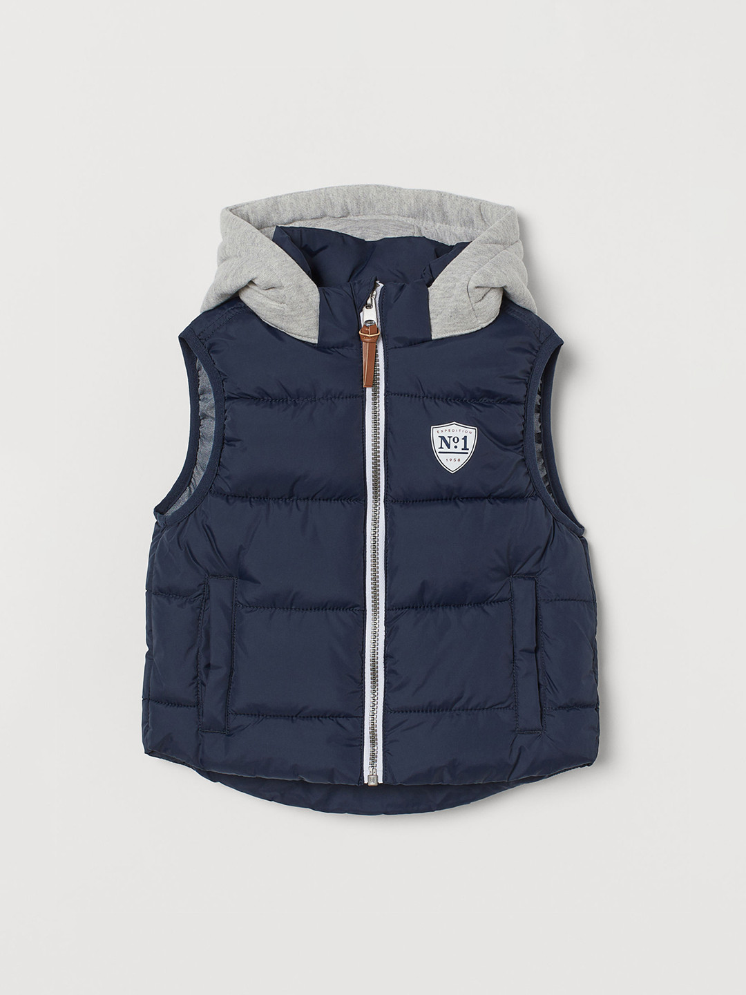 Buy H&M Boys Navy Blue Solid Hooded Padded Gilet Jacket Jackets for