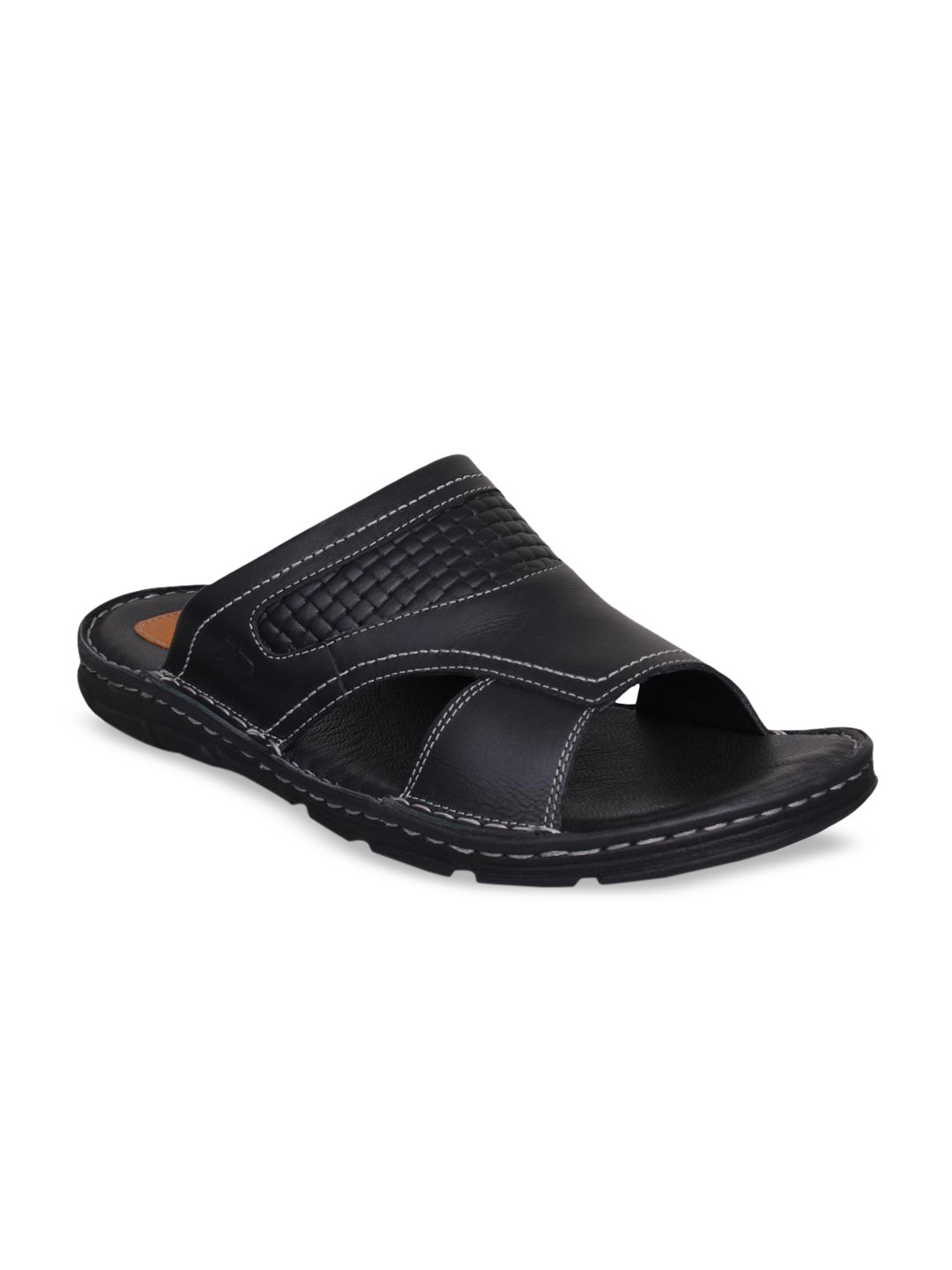 Buy ID Men Black Leather Comfort Sandals Sandals for Men 11904746
