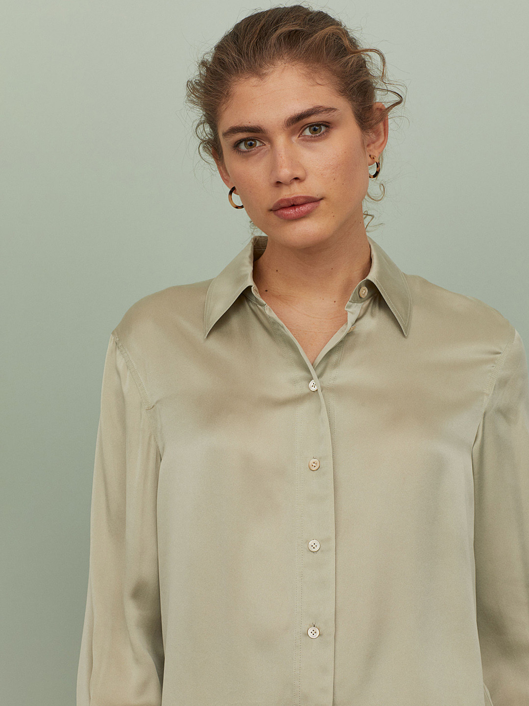 Buy H&M Women Green Solid Silk Shirt Shirts for Women 11910960 Myntra