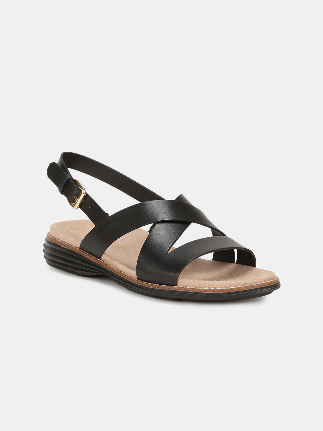 Buy Cole Haan Women Black Solid Leather Open Toe Flats Flats for