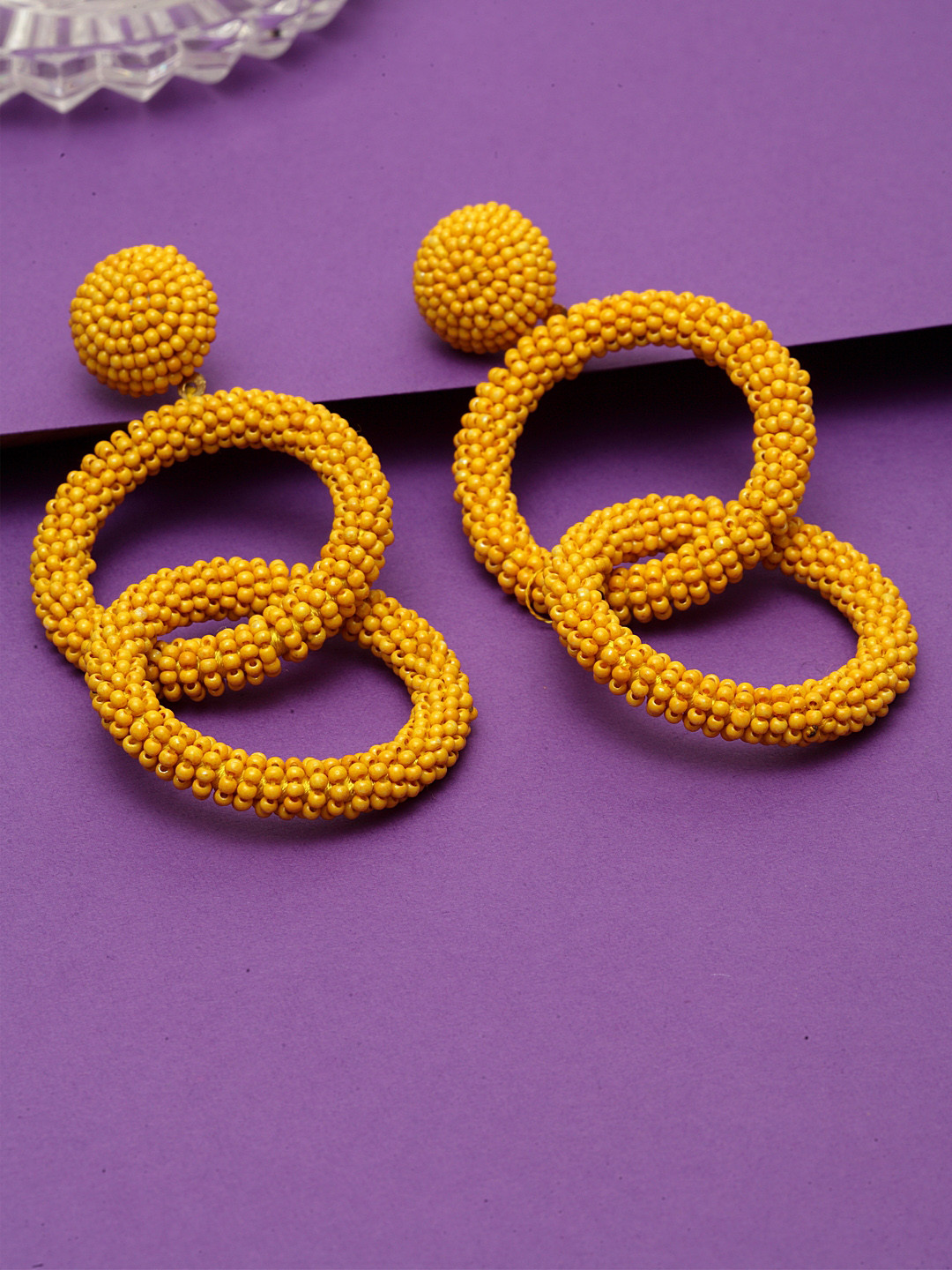 Buy Madame Mustard Yellow Circular Drop Earrings Earrings for Women