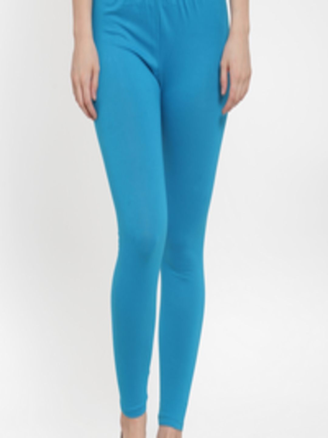 Buy GRACIT Women Turquoise Blue Solid Ankle Length Leggings - Leggings ...