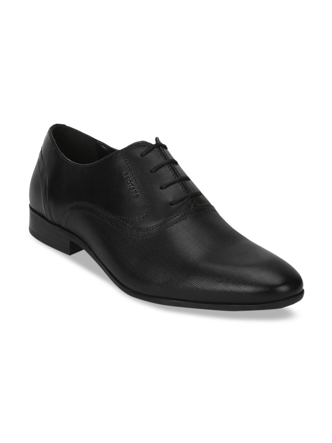 red tape mens black leather formal shoes