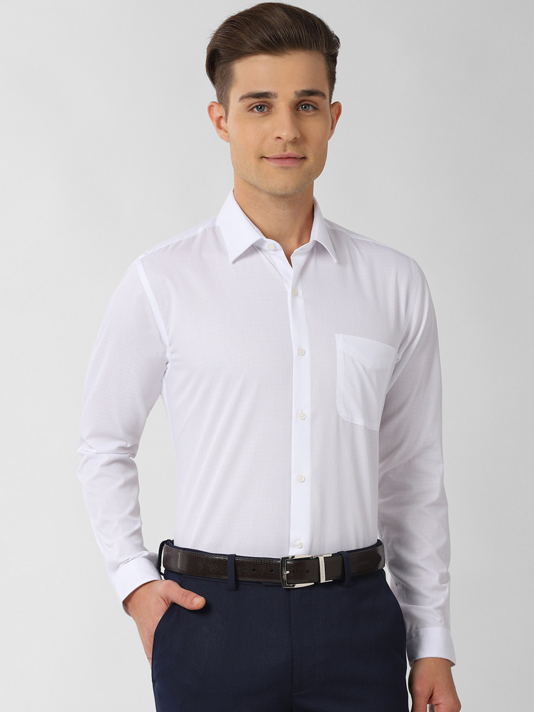 Buy Peter England Men White Regular Fit Self Design Formal Shirt