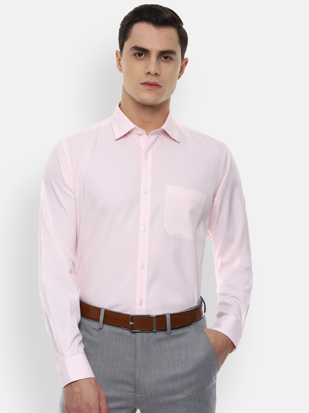 Buy Van Heusen Men Pink Regular Fit Solid Formal Shirt - Shirts for Men ...