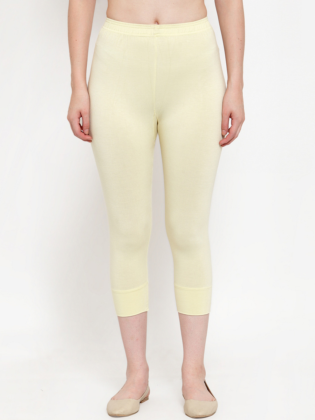 Buy TAG 7 Women Off White Solid Regular Fit Capris Capris for Women