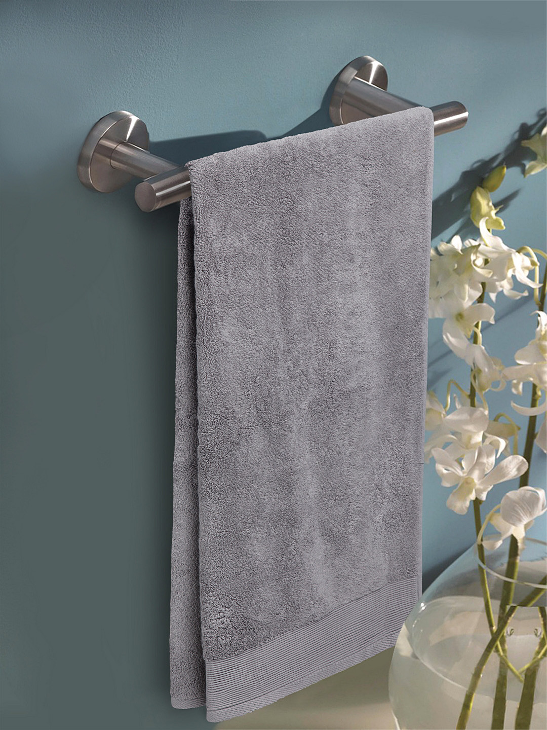 Buy Trident Grey Solid 650 GSM Luxury Bath Towel Bath Towels for