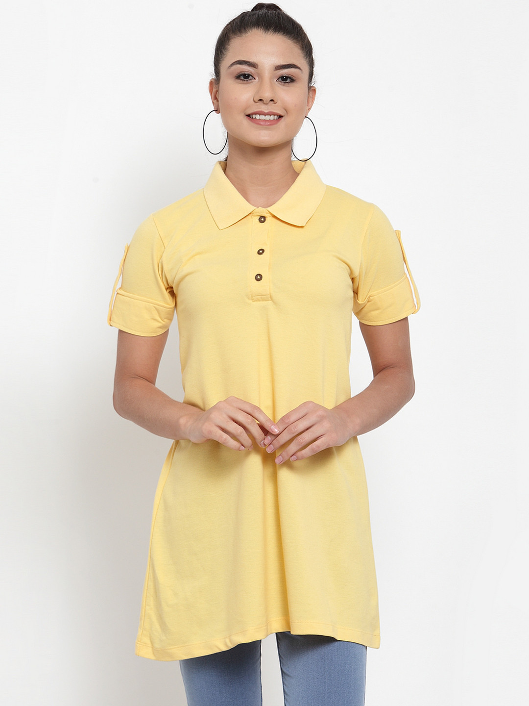 Buy Kalt Women Yellow Solid Tunic Tunics for Women 12109676 Myntra