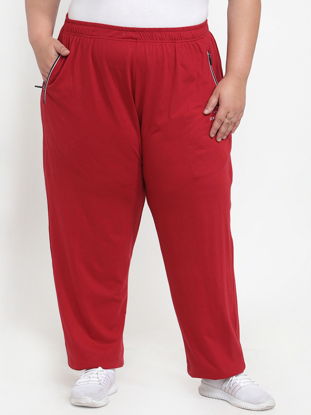 Buy PlusS Women Red Solid Straight Fit Track Pants Track Pants for