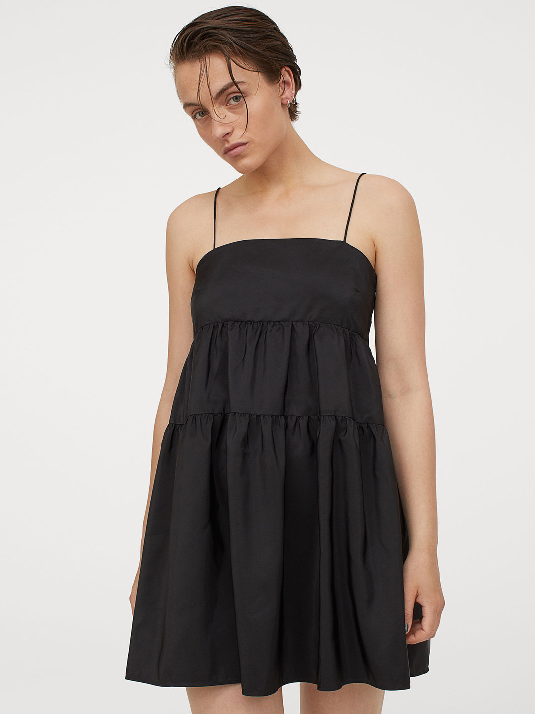 Buy H&M Women Black Solid Short Taffeta Dress - Dresses for Women 12119428 | Myntra