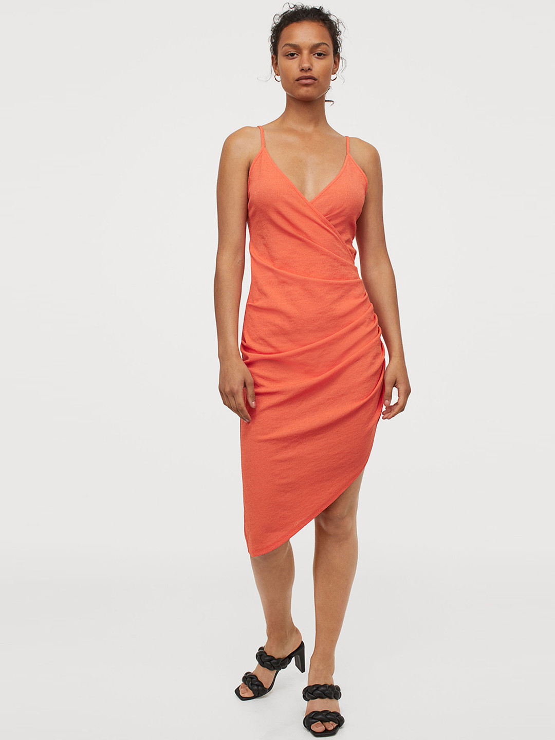 Buy H&M Women Orange Solid Draped Jersey Dress Dresses for Women