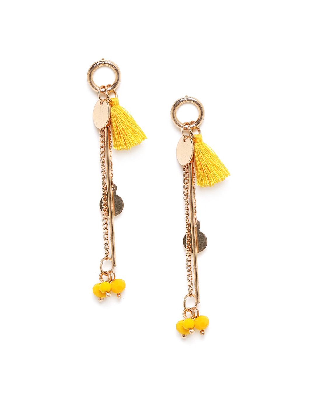Buy Chumbak Yellow & Gold Contemporary Drop Earrings Earrings for