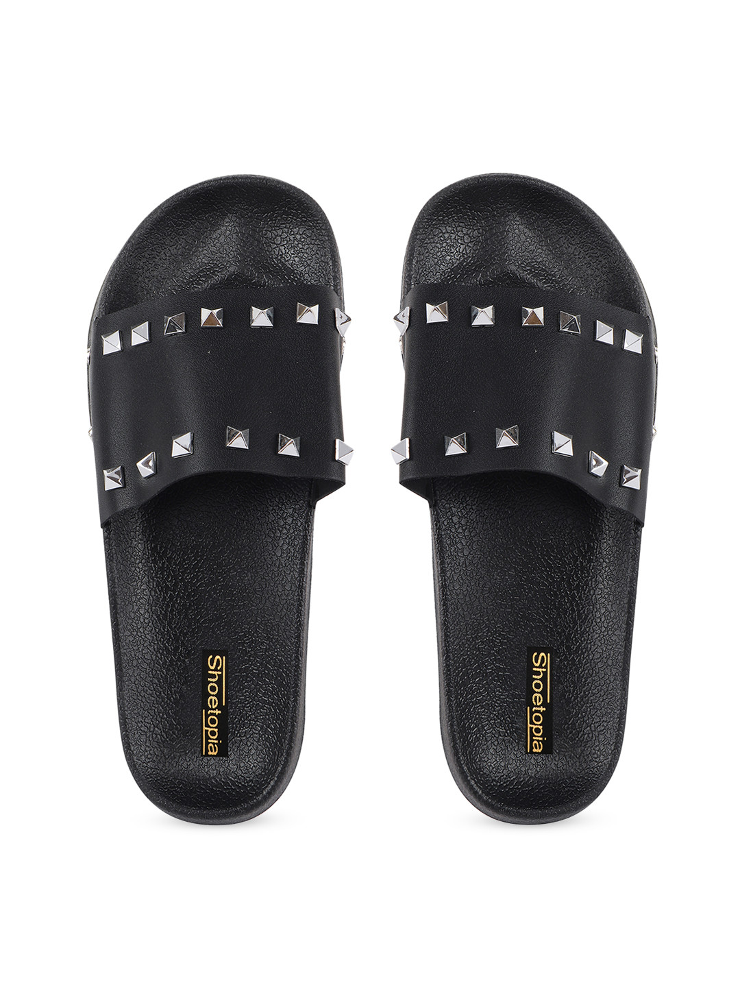 black embellished sliders