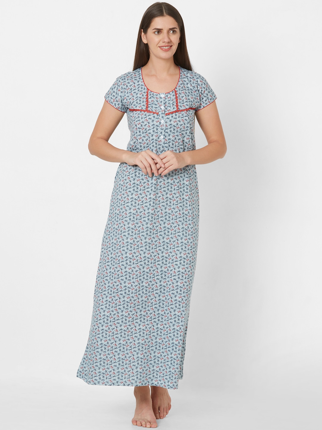 Buy Sweet Dreams Blue Printed Nightdress - Nightdress for Women 12144088 | Myntra
