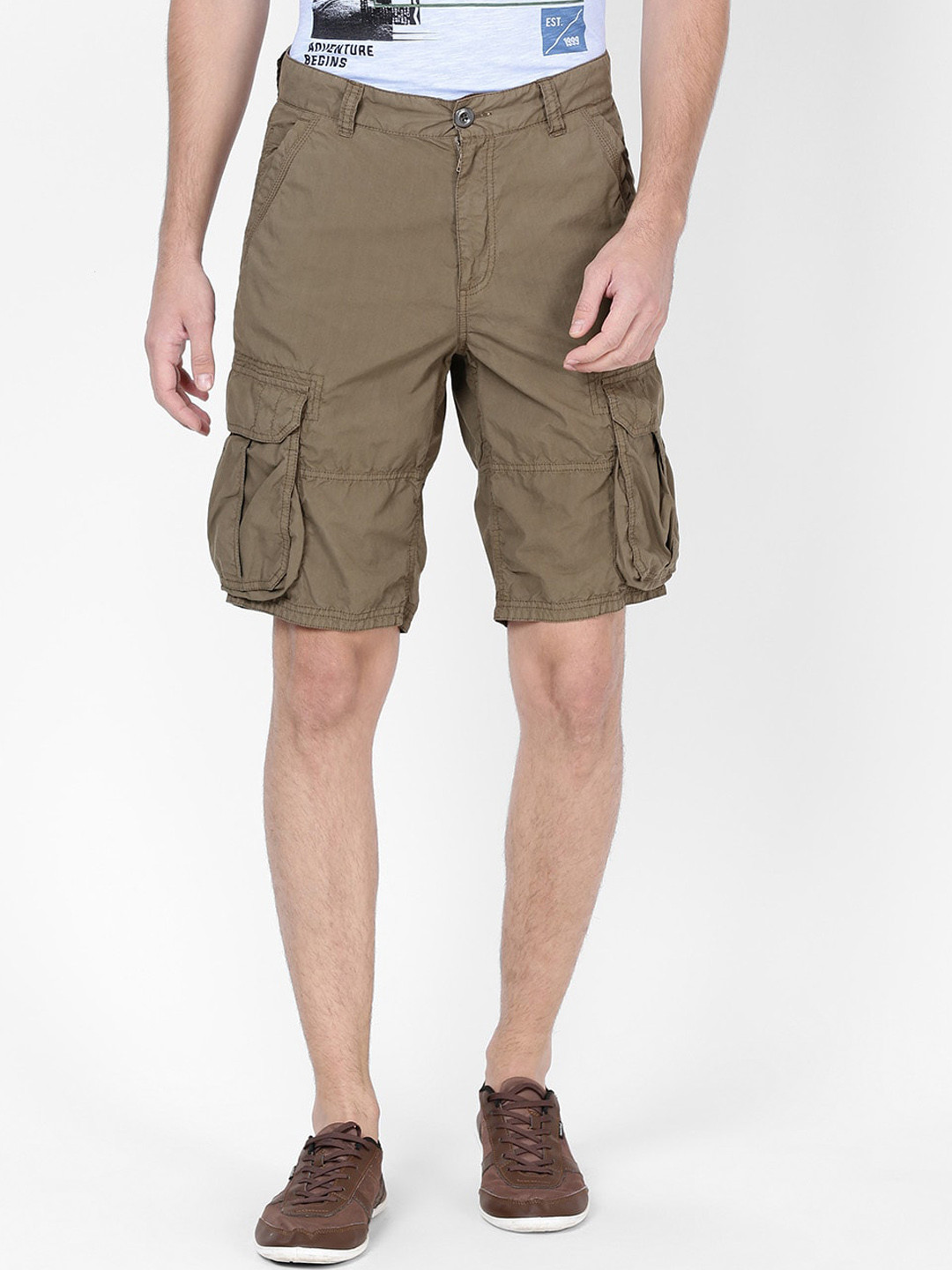 Buy T Base Men Olive Green Solid Regular Fit Cargo Shorts Shorts for Men 12140562 Myntra