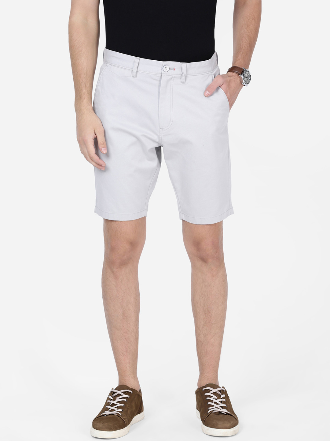 Buy T Base Men Grey Solid Slim Fit Chino Shorts Shorts for Men
