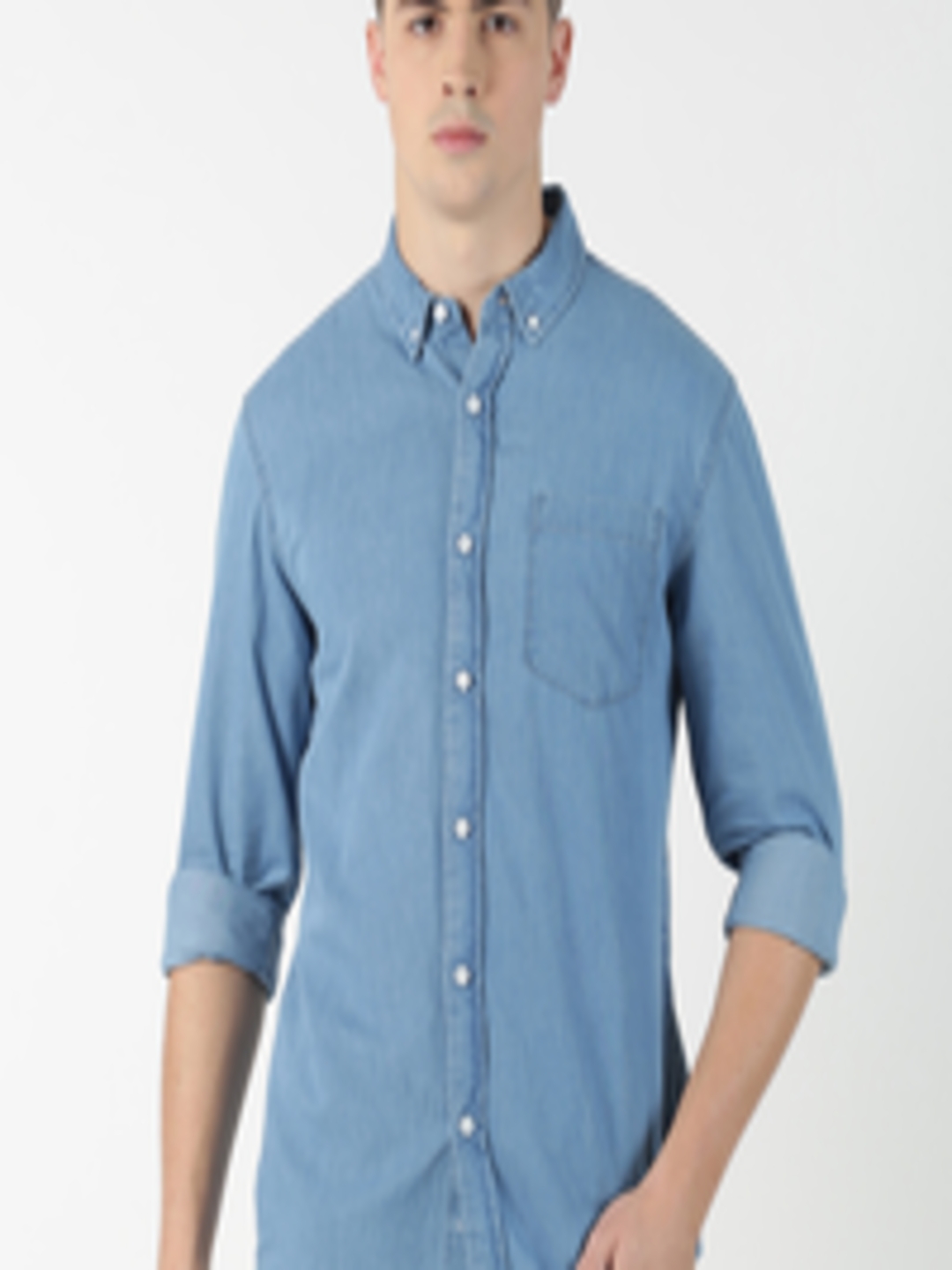Buy Blue Saint Men Blue Regular Fit Solid Casual Shirt - Shirts for Men ...