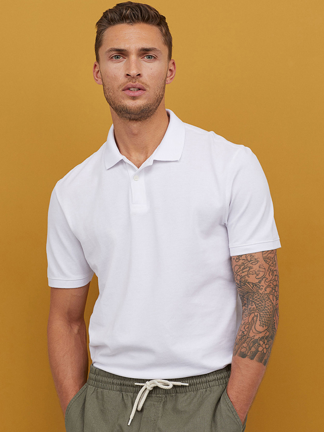 Buy H&M Men White Solid Polo Shirt Tshirts for Men 12152786 Myntra