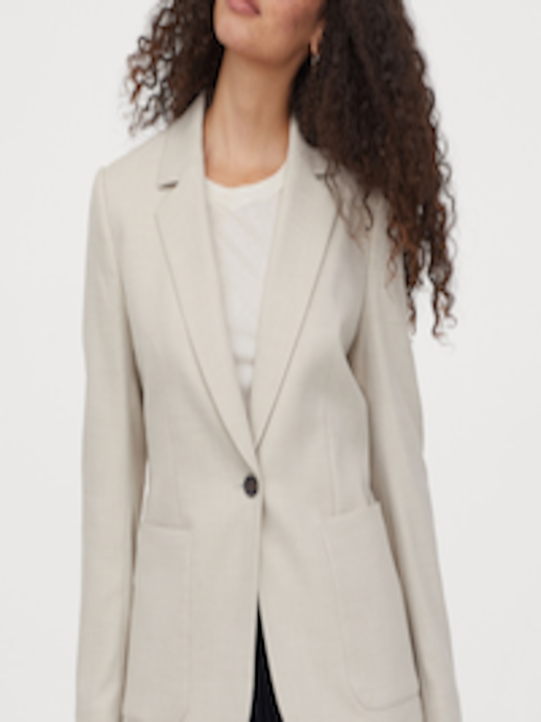 Buy H&M Women Beige Straight Cut Blazer - Blazers for Women 12155590 ...