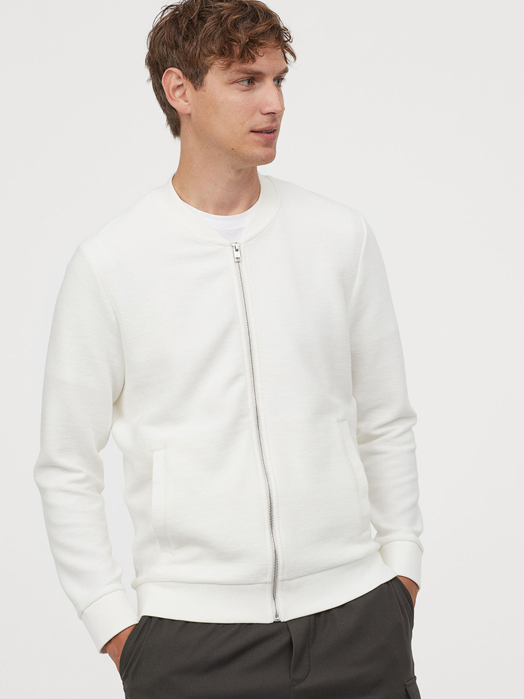 Buy H&M Men White Zipped Jacket Jackets for Men 12154064 Myntra