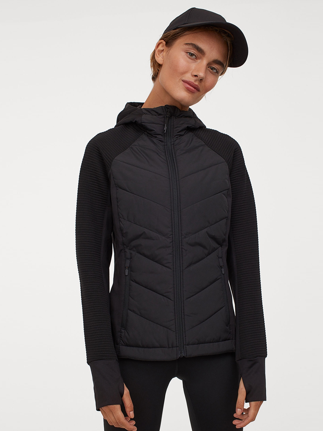 Buy H&M Women Black Solid Padded Hooded Outdoor Jacket - Jackets for Women 12155384 | Myntra