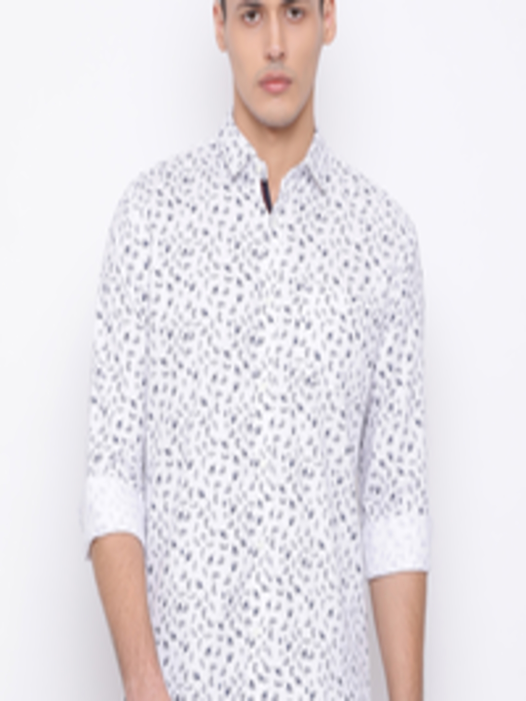 Buy Richlook Men White Slim Fit Printed Casual Shirt - Shirts for Men ...