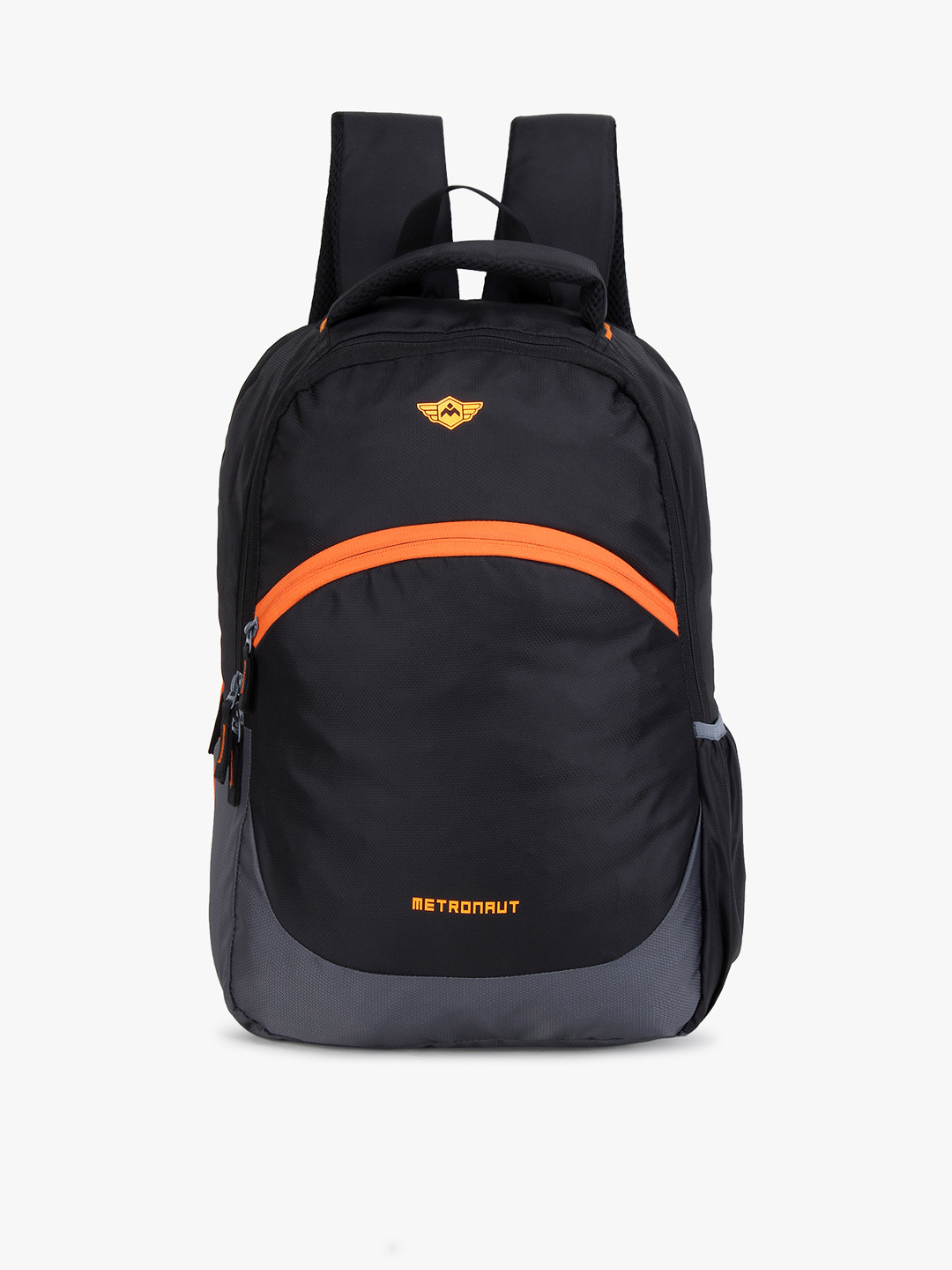 Buy Metronaut Unisex Black & Orange Textured Backpack Backpacks for