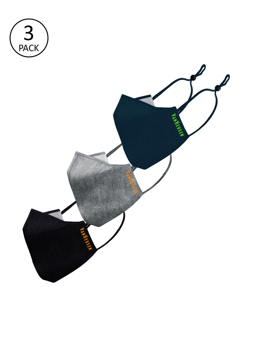 Buy Van Heusen Men Pack Of 3 Reusable 3 Ply Fabric Mask Outdoor Masks