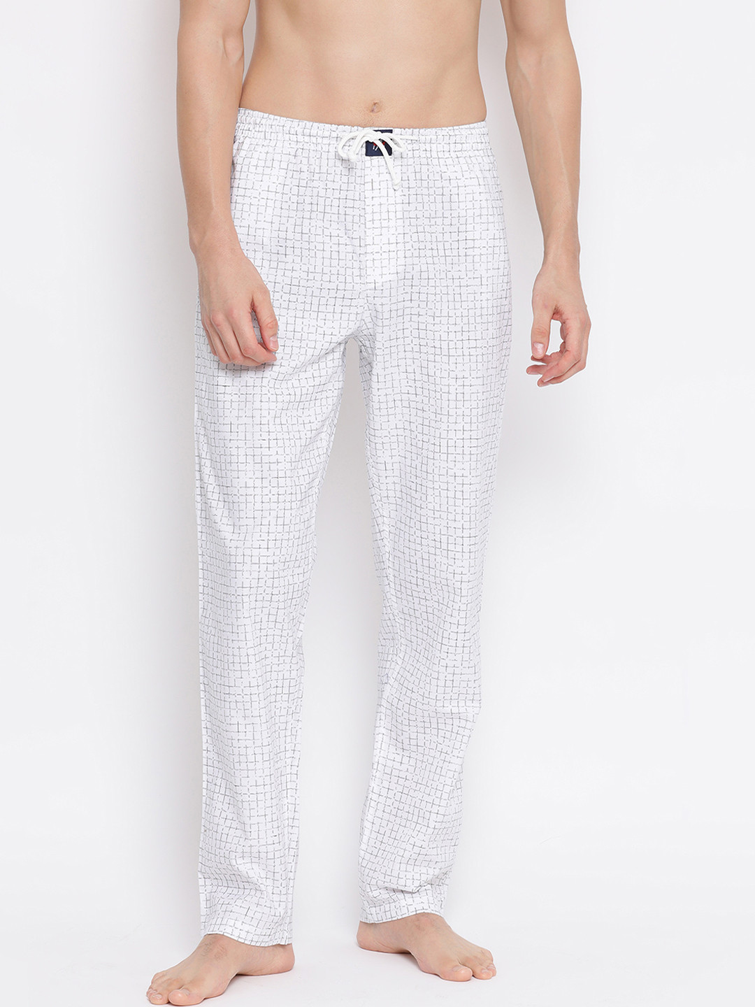 Buy Crimsoune Club Men White Checked Lounge Pants Lounge Pants for