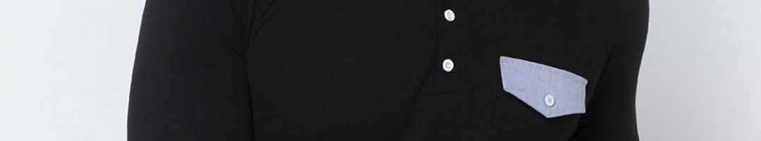 Buy Aesthetic Bodies Men Black Slim Fit Solid Polo Collar T Shirt ...