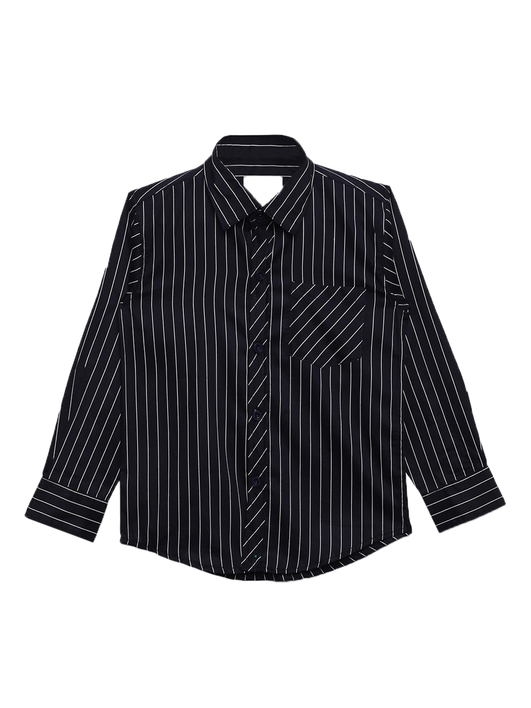 Buy Aj DEZInES Boys Navy Blue & White Regular Fit Striped Casual Shirt ...