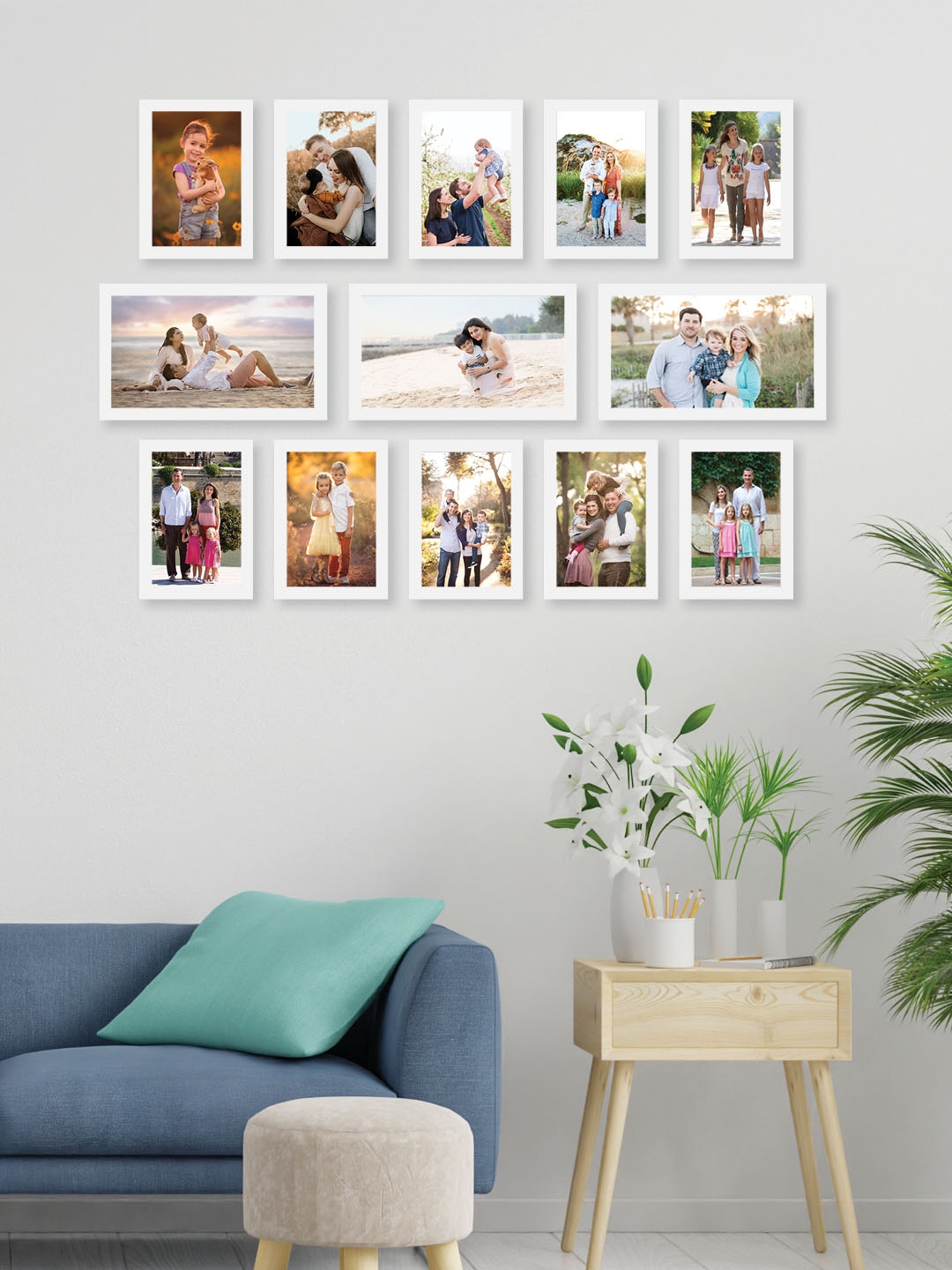 Buy RANDOM Set Of 13 White Solid Collage Photo Frames - Photo Frames ...