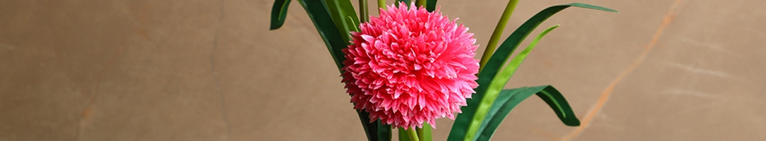 Buy PolliNation Pink & Green Decorative Artificial BallMum Flower Stem ...