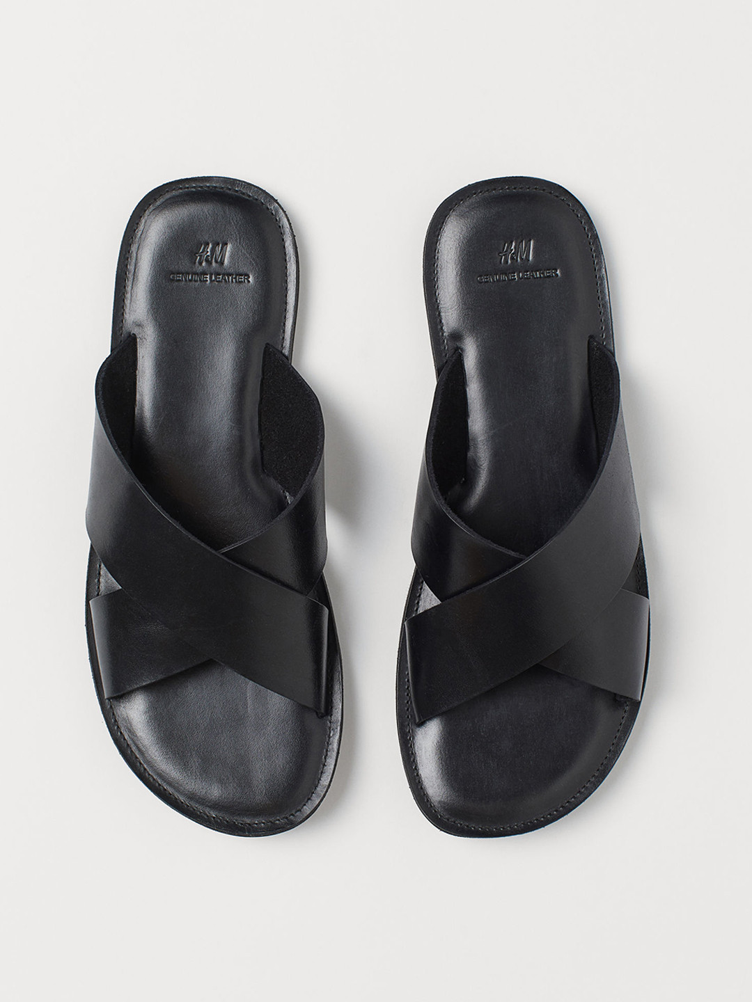 Buy H&M Men Black Leather Slides Sandals for Men 12039798 Myntra