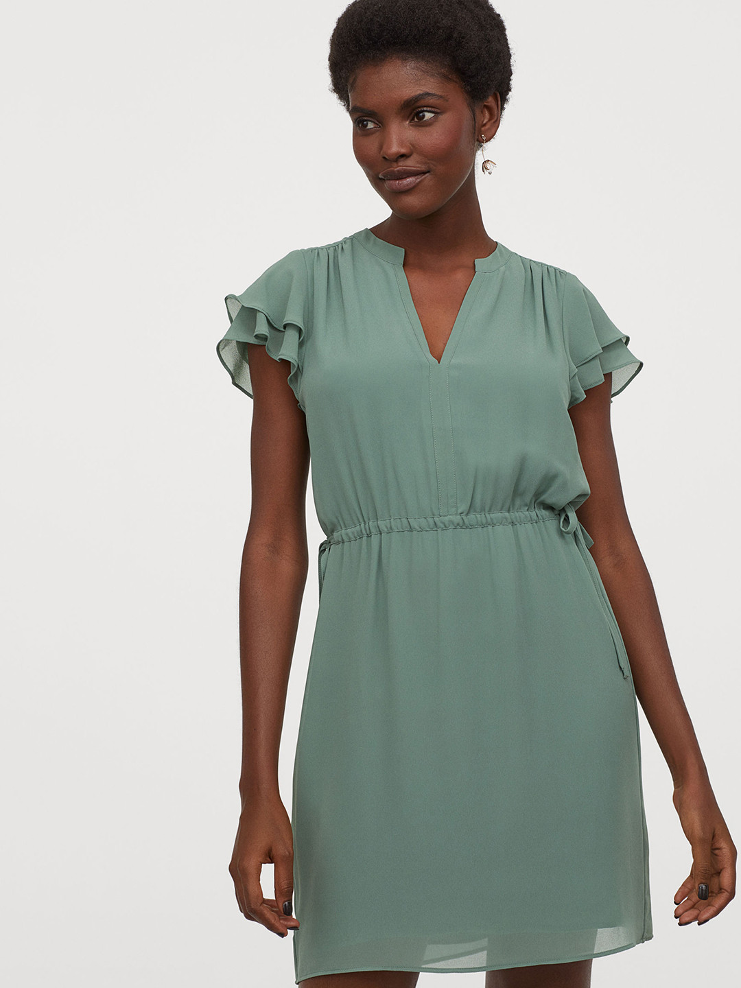 Buy H&M Women Green Solid V Neck Dress Dresses for Women 12038900 Myntra