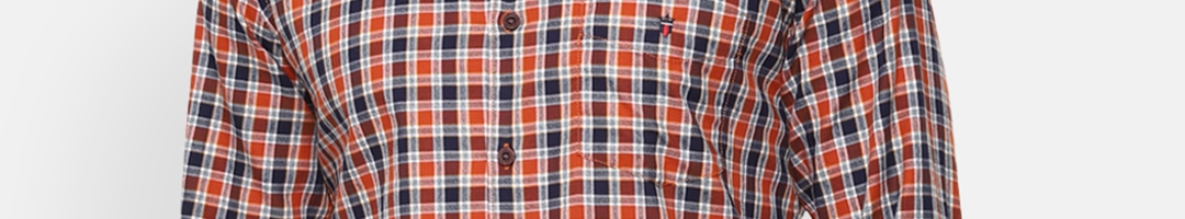 Buy Louis Philippe Sport Men Orange Slim Fit Checked Casual Shirt ...