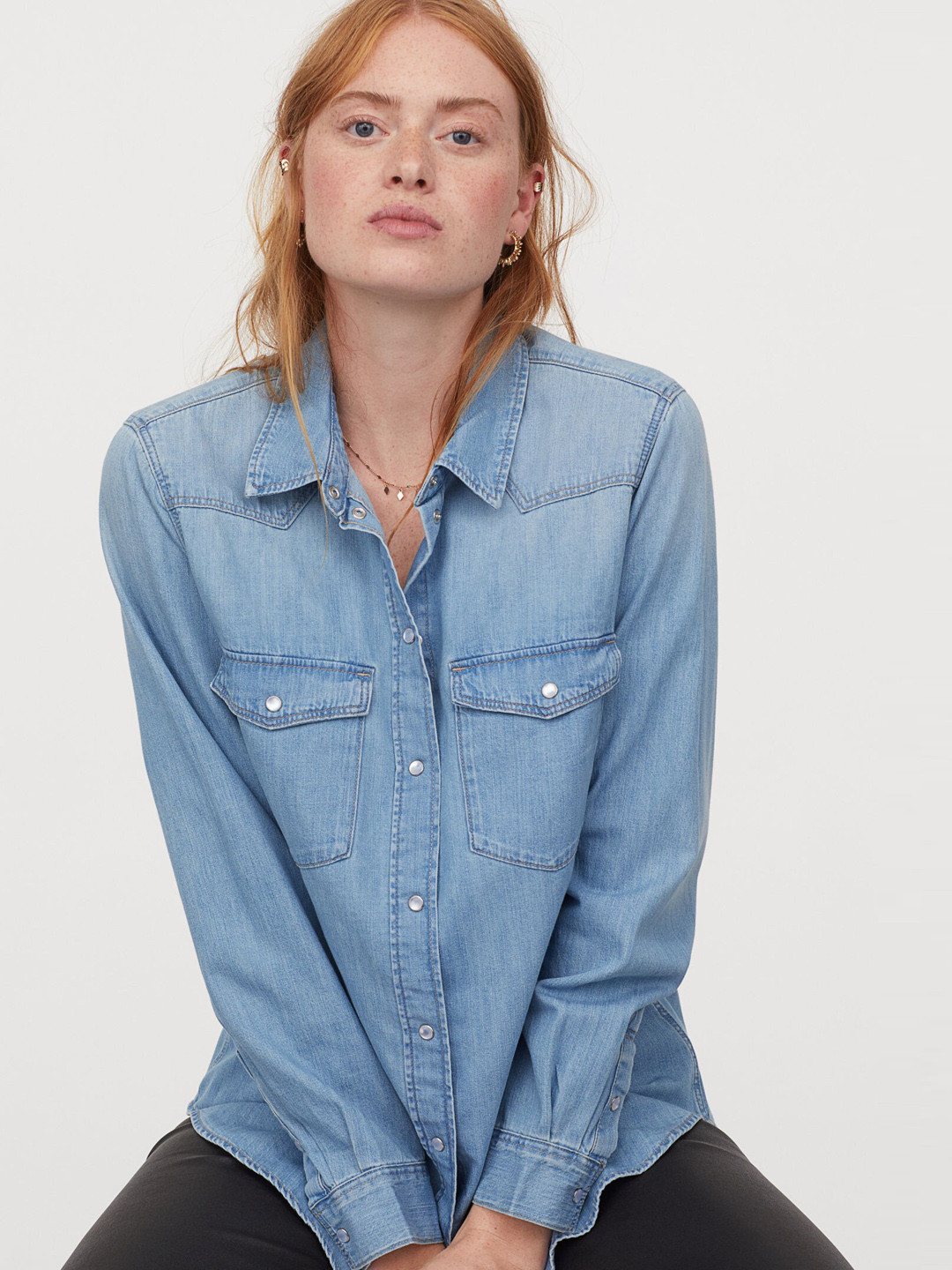 Buy H&M Women Blue Denim Shirt Shirts for Women 12264844 Myntra