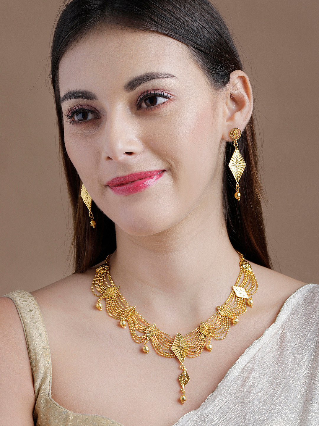 Buy Rubans Gold Plated Handcrafted Jewellery Set Jewellery Set for