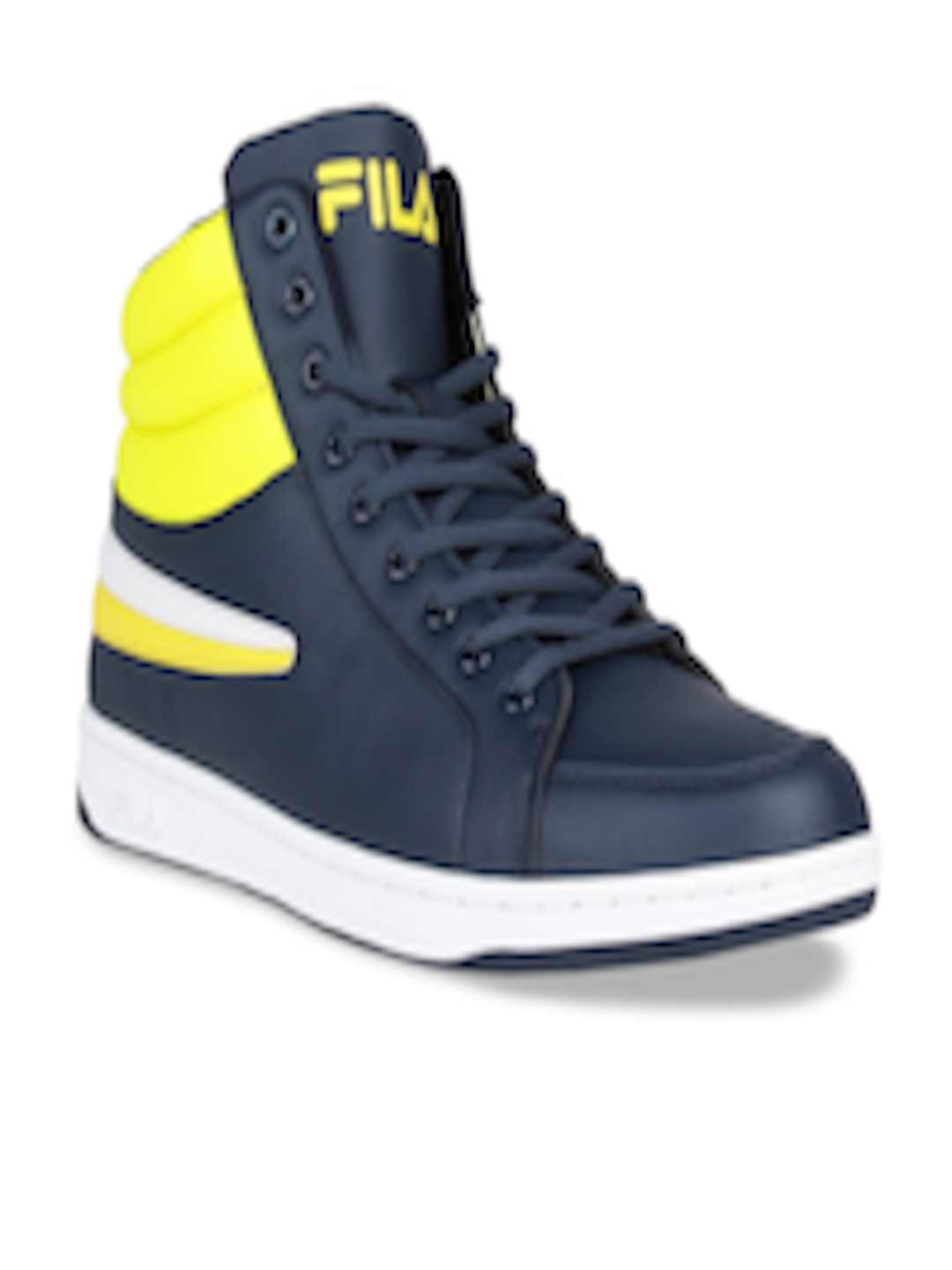 Buy FILA Men Blue & Yellow Colourblocked TANEL Mid Top Sneakers ...