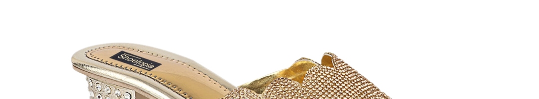 Buy Shoetopia Women Gold Toned Embellished Block Heels - Heels for ...