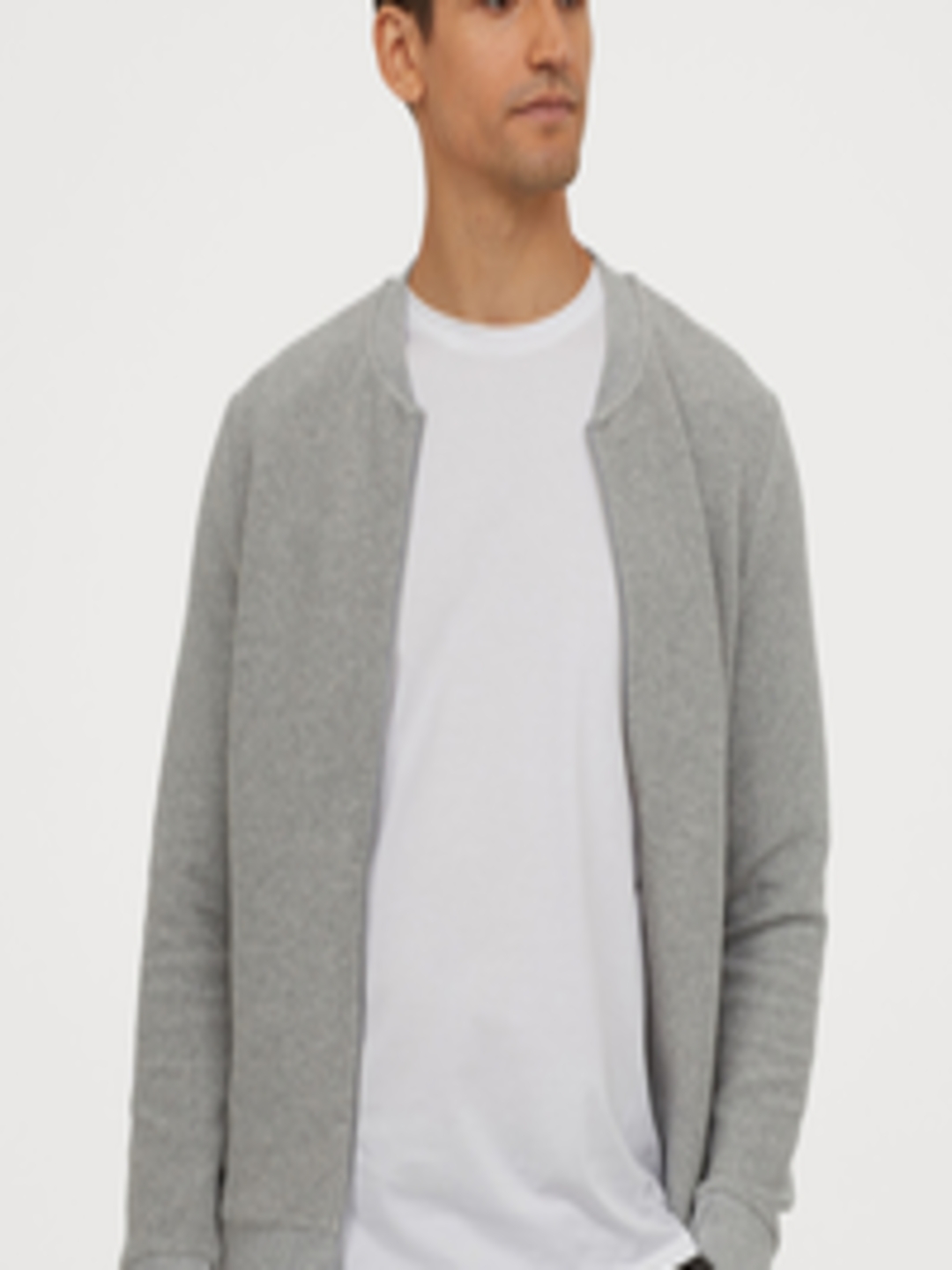Buy H&M Men Grey Solid Zipped Cardigan - Sweaters for Men 12292186 | Myntra