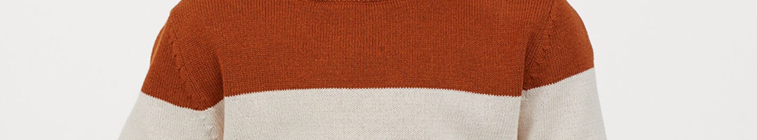 Buy H&M Boys Cream & Brown Striped Fine Knit Jumper - Sweaters for Boys ...