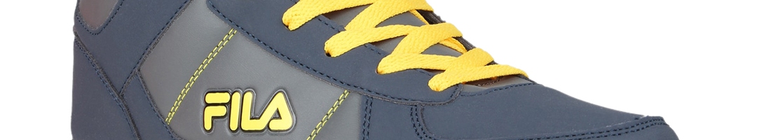 Buy FILA Men Navy Blue Colourblocked Mid Top Sneakers - Casual Shoes ...