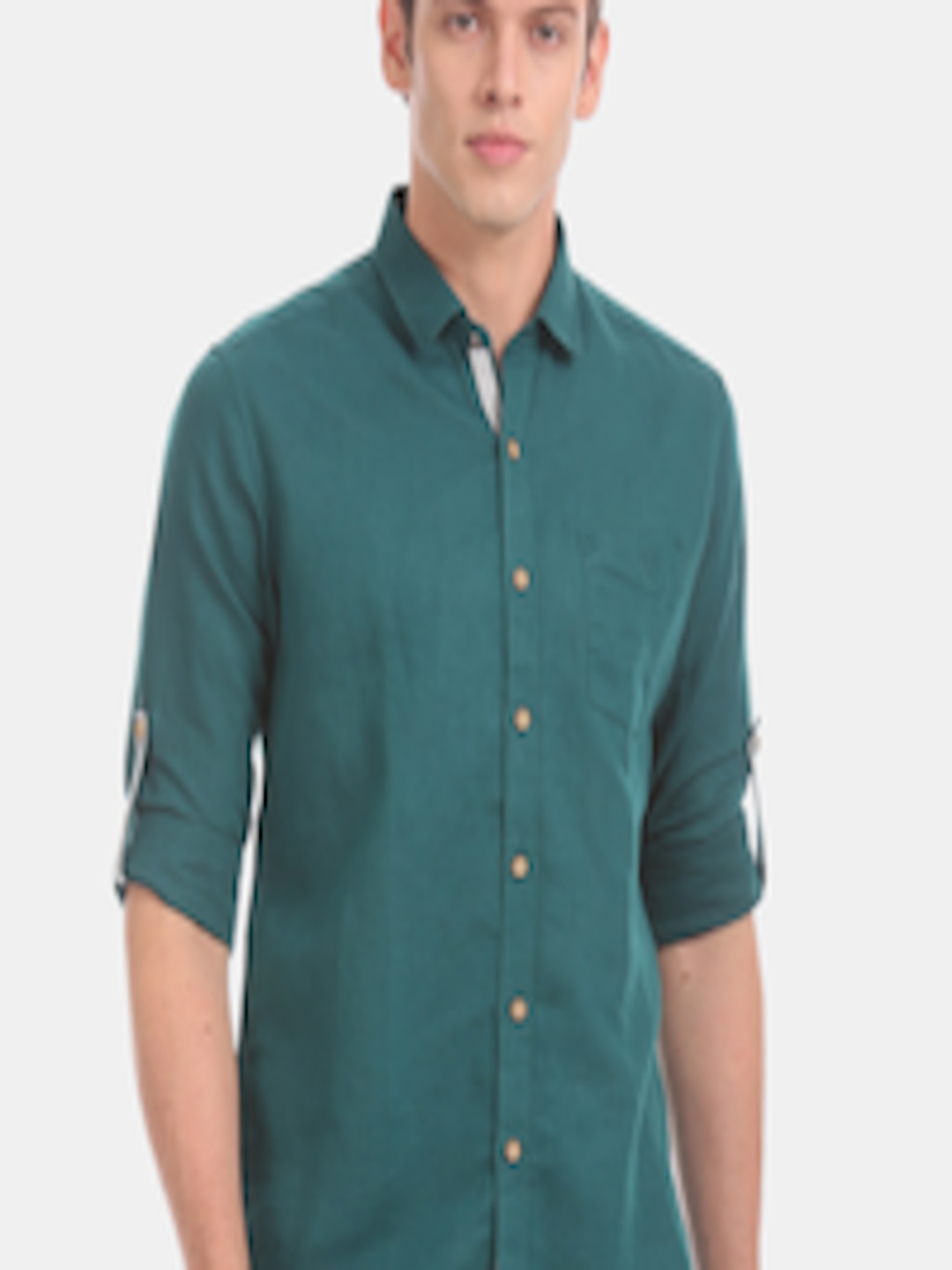 Buy True Blue Men Teal Green Slim Fit Solid Casual Shirt - Shirts for ...