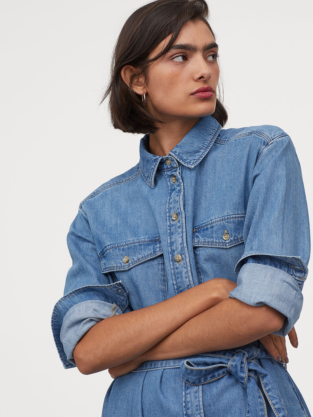 Buy H&M Blue Denim Shirt Sustainable Dress Dresses for Women 12300710