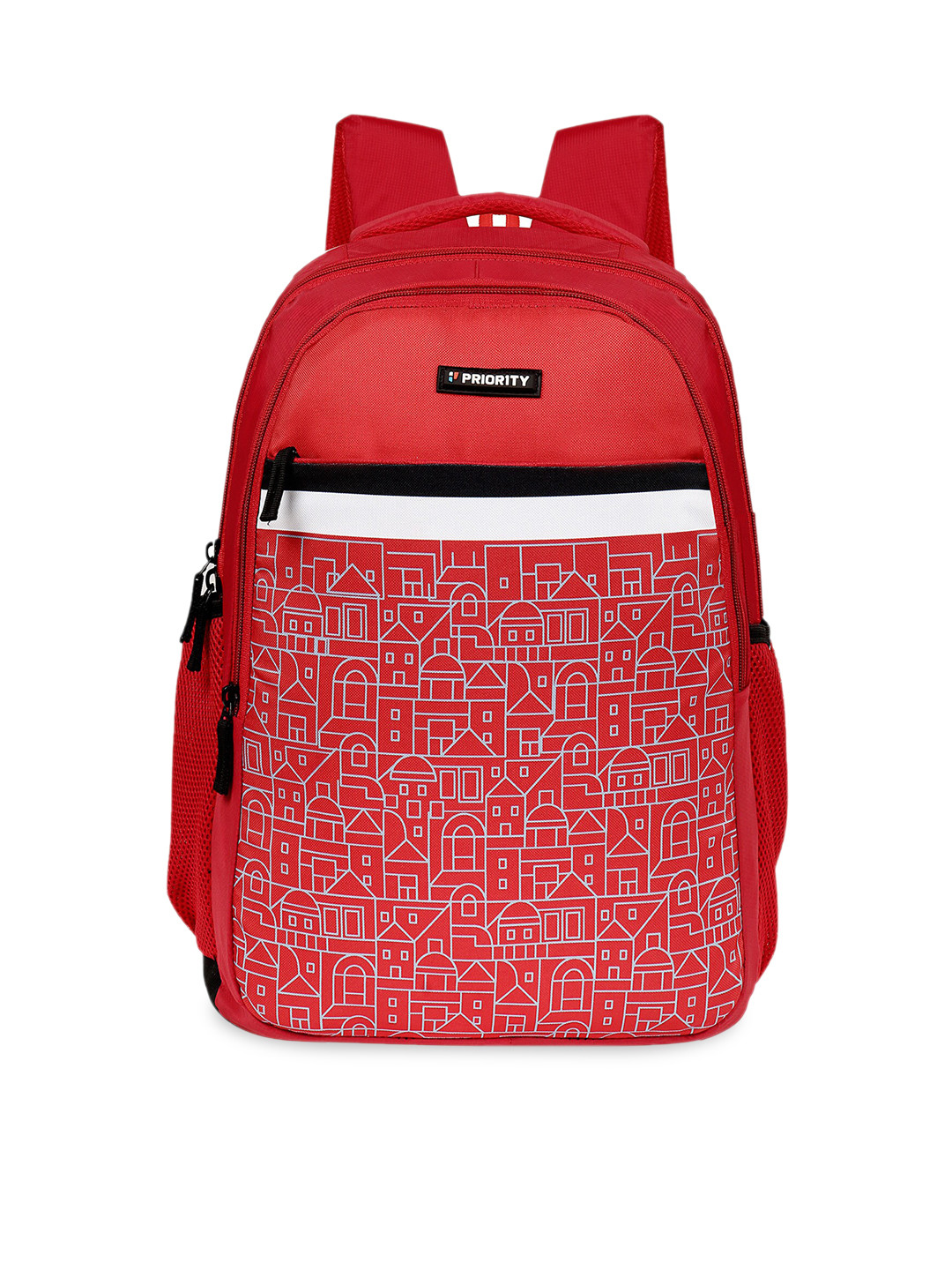 Buy Priority Unisex Red & White Graphic 40L Backpack Backpacks for