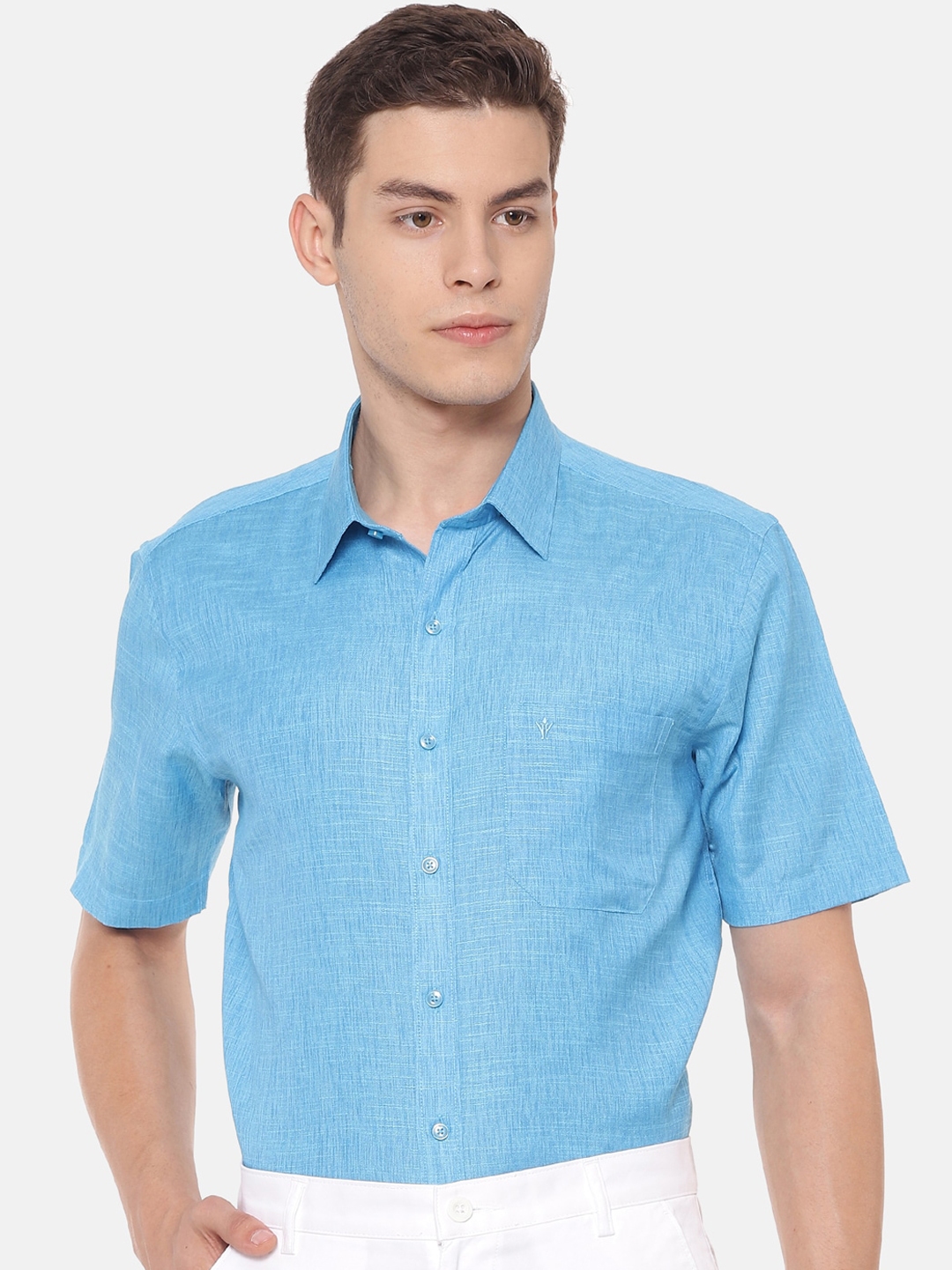 Buy Ramraj Men Sky Blue Solid Original Formal Shirt - Shirts for Men ...